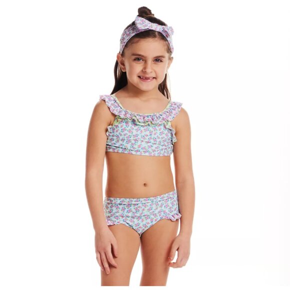 ANDY & EVAN Bikini Swimsuit & Matching Headband in Blue Size 2T NWT - Picture 2 of 7